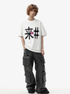 Chinese Characters Print Unstructured Crew T-Shirt