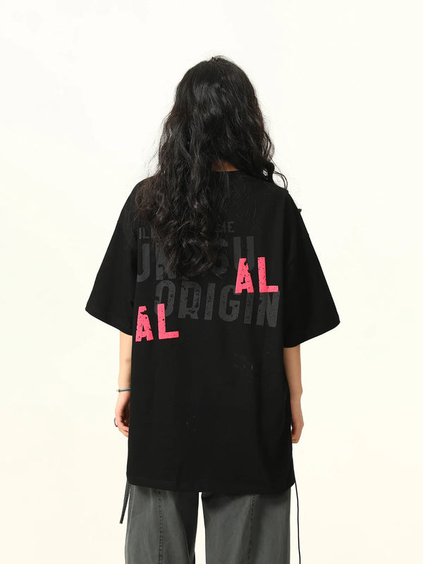 Classic Epoch Letter Print Crew Neck T-Shirt alternatif görünüm