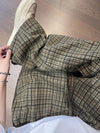 Wide Leg Ekose Pantolon, yakın çekim — Navra Wear