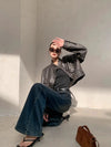 Kadın Vintage Yıkanmış Yırtık Detaylı İspanyol Paça Jean Pantolon, stil görünüm — Navra Wear