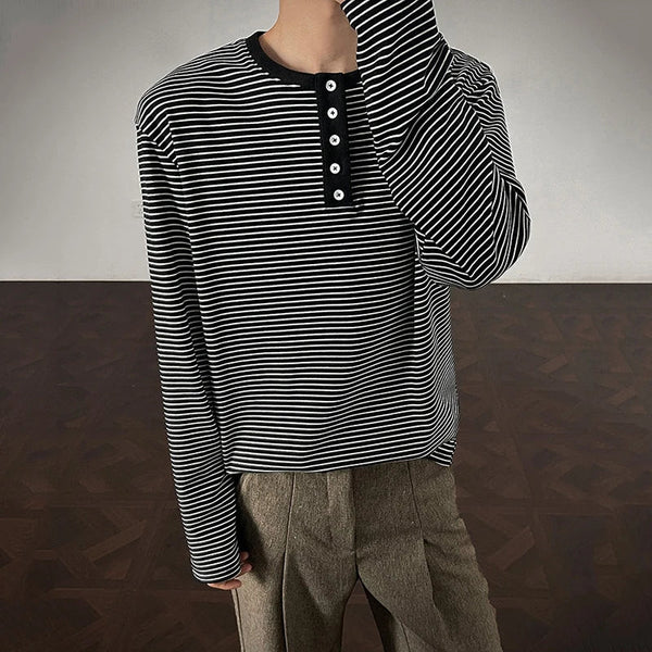 Circa-2000 Horizontal-Lines Breasted Long-Sleeved T-Shirt alternatif görünüm
