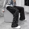 Wide Leg Ekose Pantolon, yakın çekim — Navra Wear