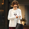 White Needle-Art Illustrated Long Sleeve T-Shirt
