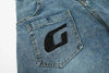 Irregular Mosaic Utility Denim Bell Leg Denim