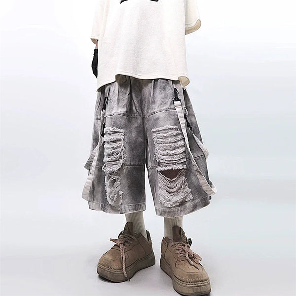 Heritage Metro Torn Hole Denim Shorts