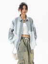 Plaid Panel Oversized Womens Blouse