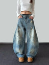 Women Heritage Blue Paint Paint Wide Denim
