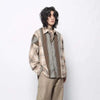 Colorblock Plaid Well-Cut Mens Long Top