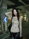 Turn-Of-Era Soft Girl Latitude Print T-Shirt