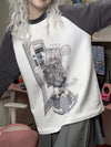 Detachable Sleeve Kawaii Feline Print T-Shirt