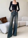 Women Classic Bell Leg Faded Denim