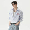Vertical Script Stripe Long Sleeve Top