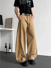 2000s Sleek Khaki Mosaic Cyber Denim