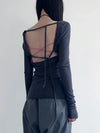 Curated Bandage Backless Long Sleeve T-Shirt