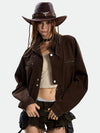 Metro Fitted Cropped Zip Denim Jacket
