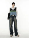 Stellar-Adorned Bell-Leg Denim