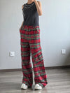 Crimson Plaid Grunge High-Rise Relaxed Pants