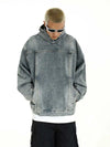 Breathable Mosaic Blue Wash Denim Sweatshirt