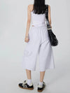 Women 2000s White Wide Leg Drawstring Denim Shorts