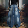 Heritage Mosaic Design Torn Bell Leg Denim