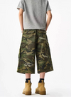 Heavy-Duty Metro Woodland Wide Leg Utility Denim Shorts