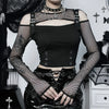 Midnight Shadow-Print Fishnet Fragment Underground T-Shirt