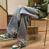 Flame Cuffed Bell-Leg Denim