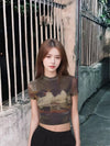New-Millennium Sexy Cartoon Whisker Stamped T-Shirt