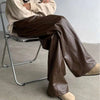 Casual Faux Leather Trousers