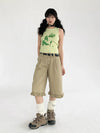 Sleek Mosaic Wide Leg Denim Shorts