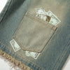 Quilt Fade Casual Denim Shorts