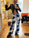 Y2K Wide Leg Pantolon, yakın çekim — Navra Wear