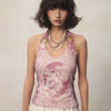 Washed-Out Far-East New-Millennium Purple Halter Top