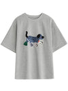 Pup-Print Sewn-Detail Laid-Back Short T-Shirt