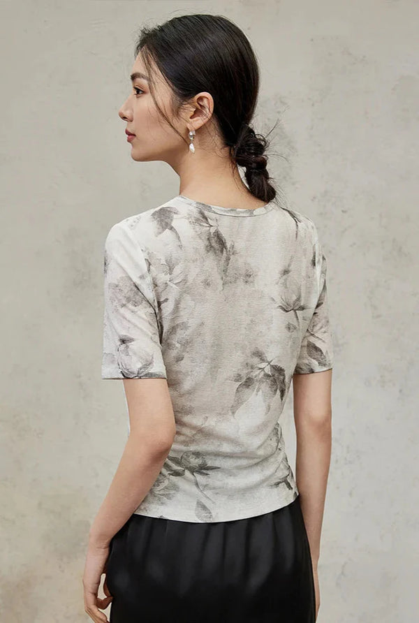 Floral Hollow Out Everyday Breezy-Cut T-Shirt alternatif görünüm