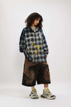 Paint-Splash Plaid Womens Flexible Top