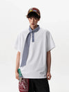 Gingham Tie Collar Big-Silhouette Short Sleeve T-Shirt
