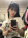 Classic-Wash Cute Rabbit Print Laid-Back T-Shirt