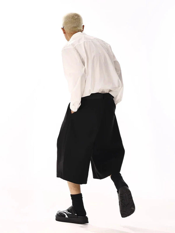 Avant-Garde Black Wide Leg Shorts alternatif görünüm