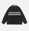 Ripped Old School Long Sleeve Collar-Knit Collar T-Shirt