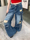 Destroyed Low Rise Easy Cut Utility Denim