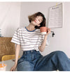 Timeless Staple Stripe Breezy-Cut Minimalist T-Shirt