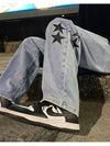 Baggy Yıldız Baskılı Jean Pantolon, stil görünüm — Navra Wear
