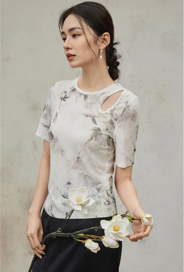 Floral Hollow Out Everyday Breezy-Cut T-Shirt
