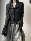 Dark Goth Black Button Blouse