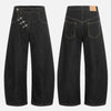 Unisex Black Easy Cut Bell Leg Denim