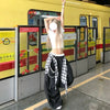 Charcoal Plaid Wide Street Pants