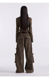 Faux Leather Cargo Trousers