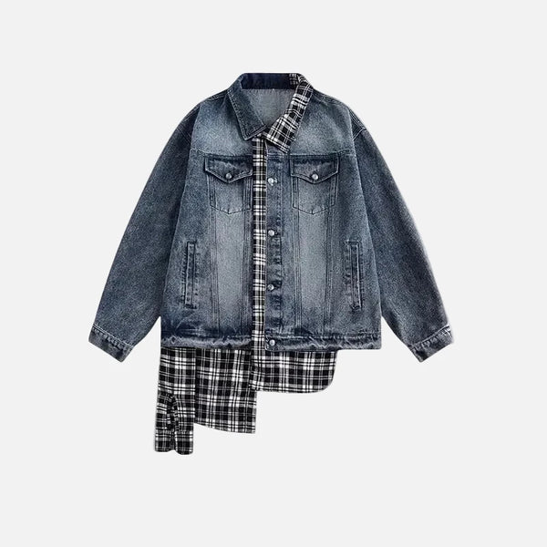 Checkered Mosaic City-Ready Denim Jacket