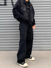 Yıkanmış Yırtık Detaylı Yüksek Bel Baggy Jean Pantolon, detay görünüm — Navra Wear